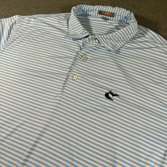 Peter Millar Other - Peter Millar Polo Shirt Mens XL Blue White Striped Summer Comfort Performance